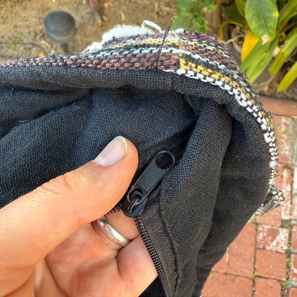 Boho Woven Tote Bag in Multicolor with Cream Crochet Overlay - Picture 6 of 6